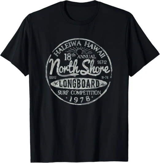 Long Board North Shore Surf Vintage Hawaii Beach Men Women Girls Kids T-Shirt